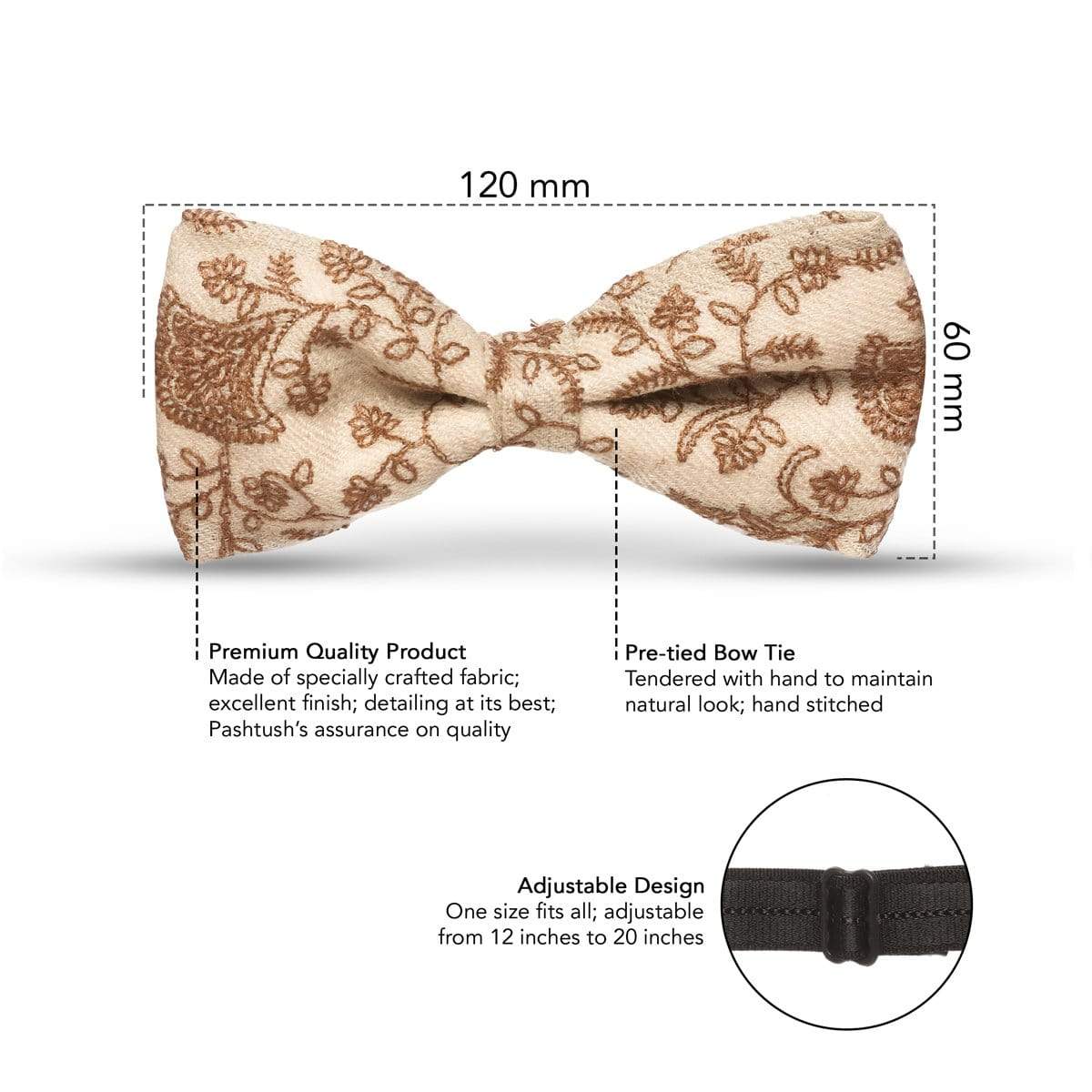 Pashutsh Bow Pashtush Mens Luxury Pre-Tied Bow Tie