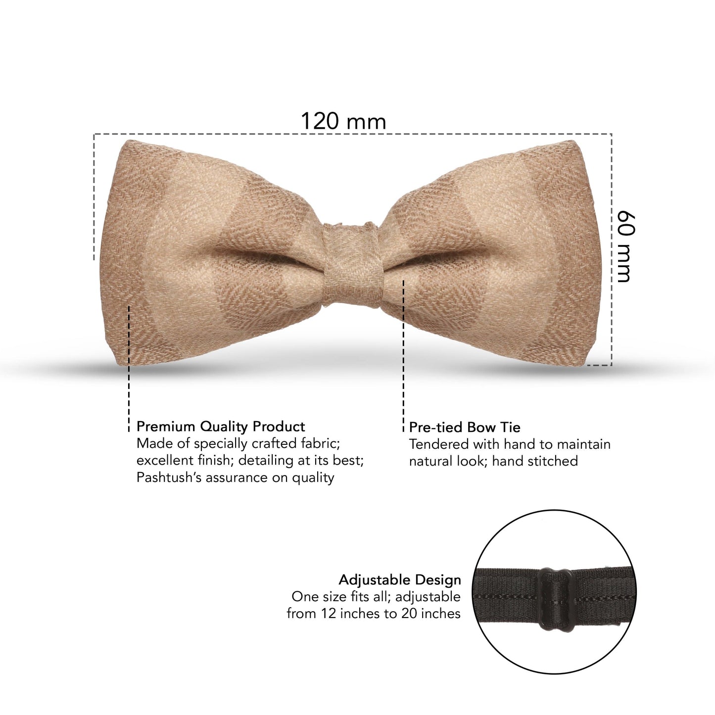 Pashutsh Bow Pashtush Mens Luxury Pre-Tied Bow Tie
