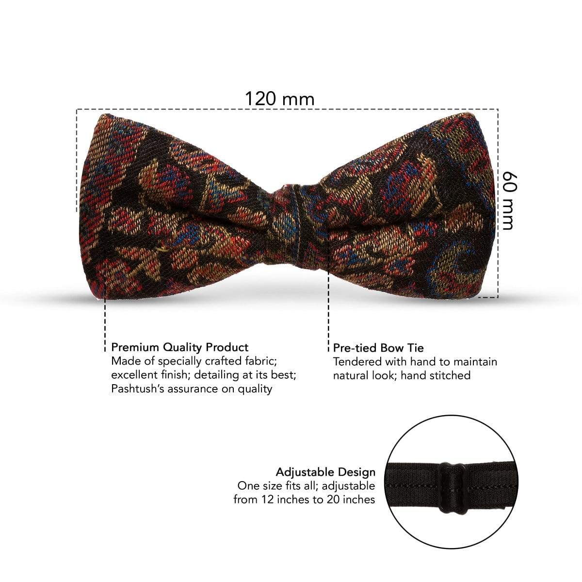 Pashutsh Bow Pashtush Mens Luxury Pre-Tied Bow Tie