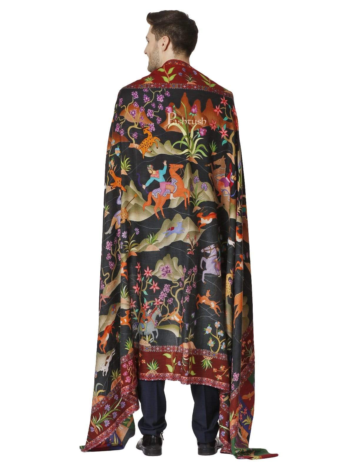 Pashtush India 127x254 Pashtush Mens Mens Shikaardar Printed Shawl, Pure Wool with Woolmark Certificate