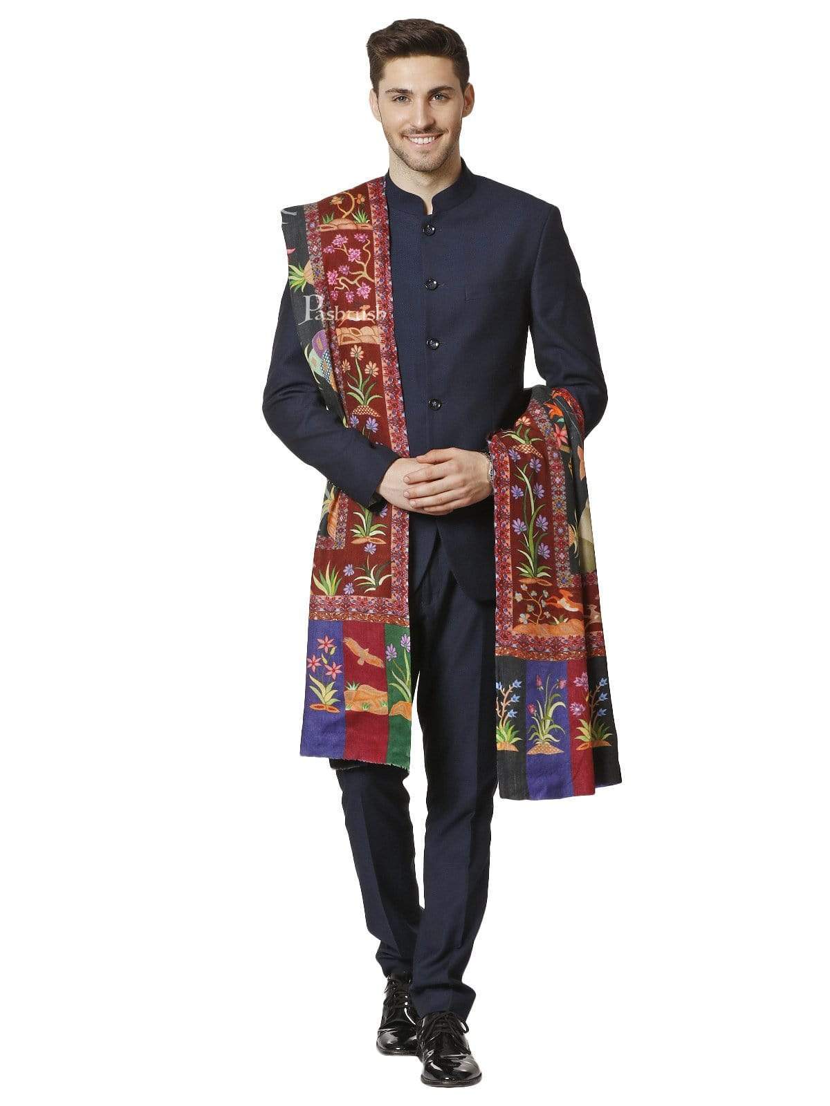 Pashtush India 127x254 Pashtush Mens Mens Shikaardar Printed Shawl, Pure Wool with Woolmark Certificate
