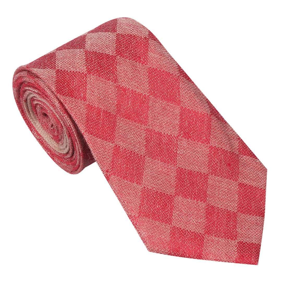 Pashtush Shawl Store Tie Pashtush Mens Pashmina Necktie, Checkered Design, Free Size, Cupertino Red