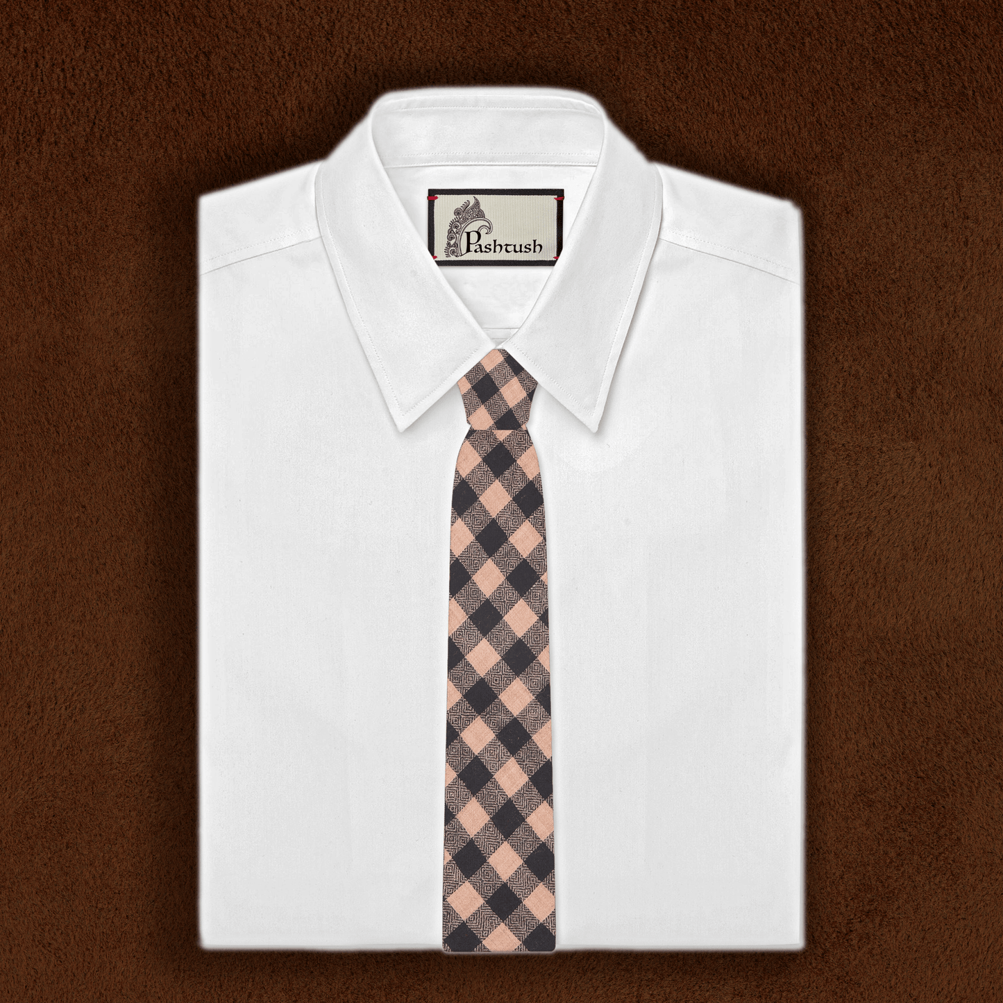 Pashtush Mens Necktie, Soft And Luxurious, Checkered Design, Extra Fine Ties For Men, Free Size