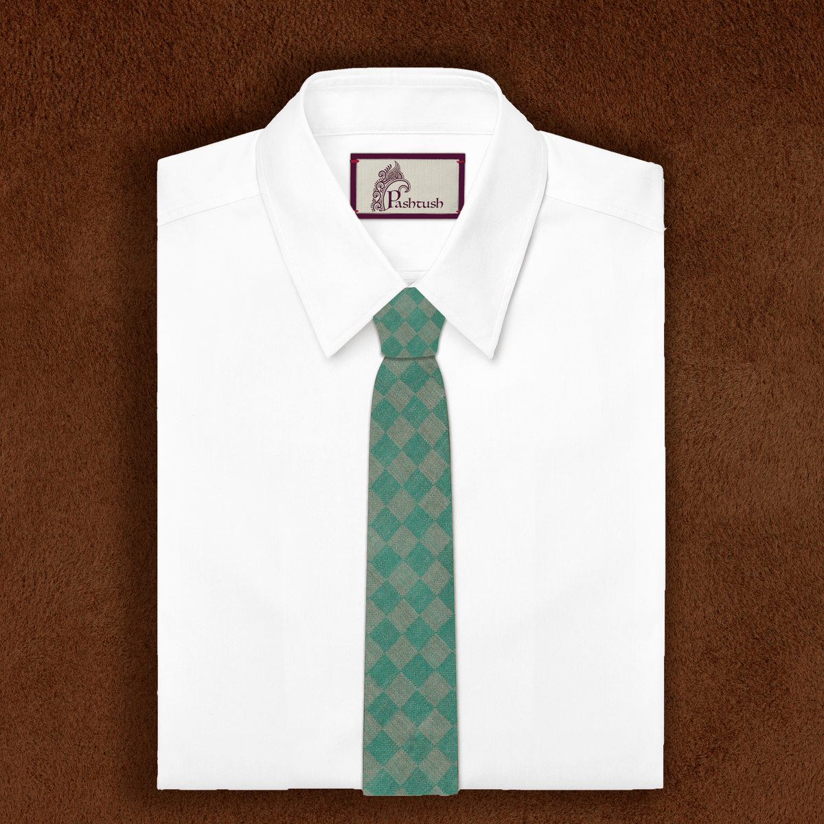 Pashtush Mens Necktie, Soft And Luxurious, Checkered Design, Free Size, Marlon Green