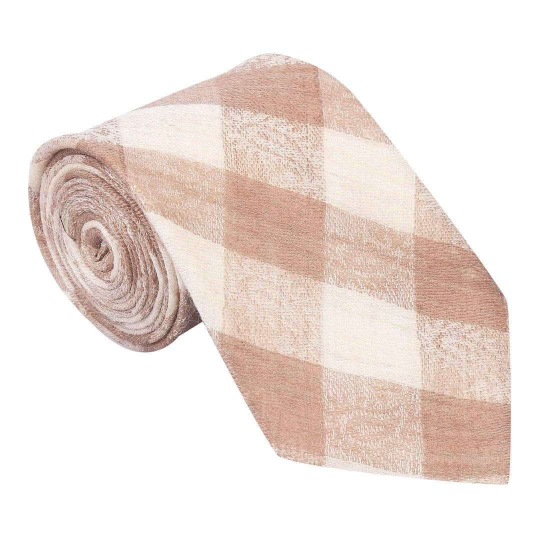 Pashtush Mens Necktie, Soft And Luxurious, Paisley Checks, Free Size, Beige