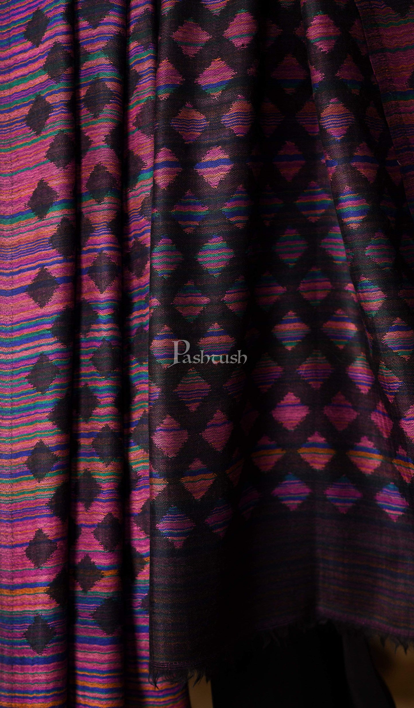 Pashtush India 70x200 Pashtush Mens Reversible Stole, 100% Pure Wool With Woolmark Certification, Multi coloured