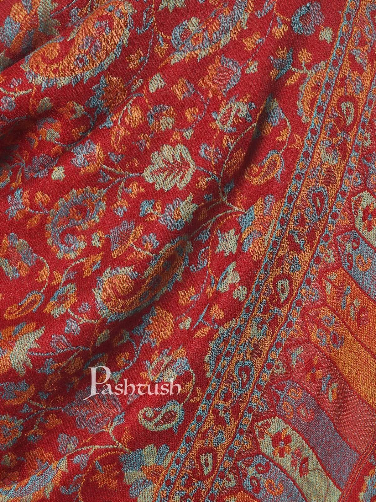 Pashtush India 70x200 Pashtush Mens Reversible Stole, Chanting Paisley Weave Scarf, Crimson Maroon