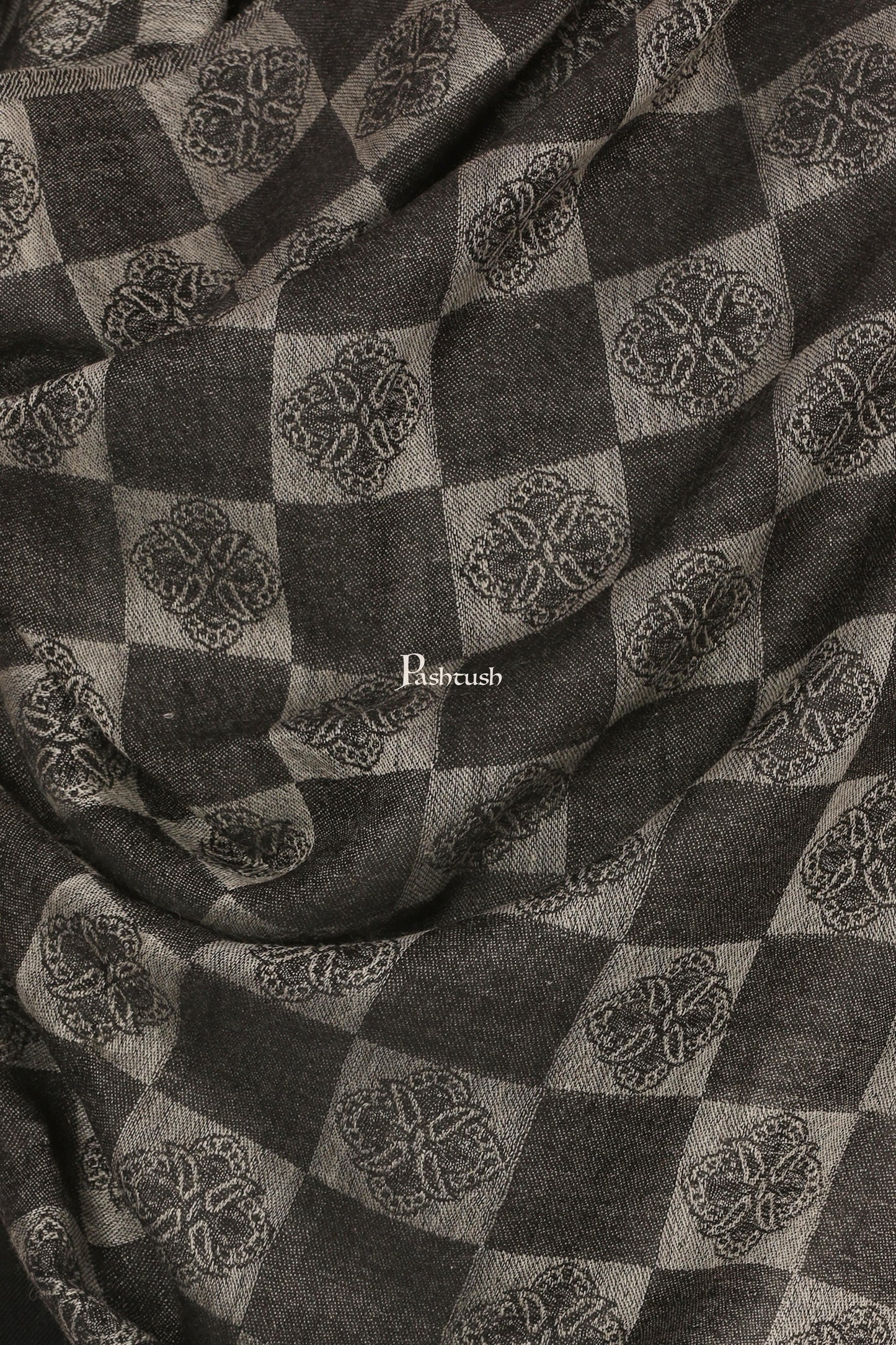 Pashtush India Mens Scarves Stoles and Mufflers Pashtush Mens Reversible Stole, Checkered Design - Black