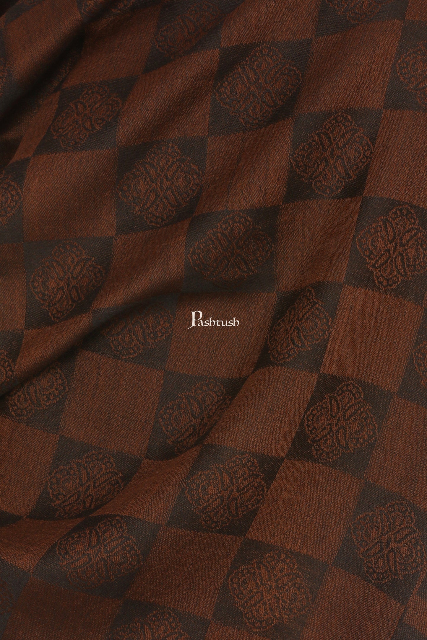 Pashtush India Mens Scarves Stoles and Mufflers Pashtush Mens Reversible Stole, Checkered Design - Espresso