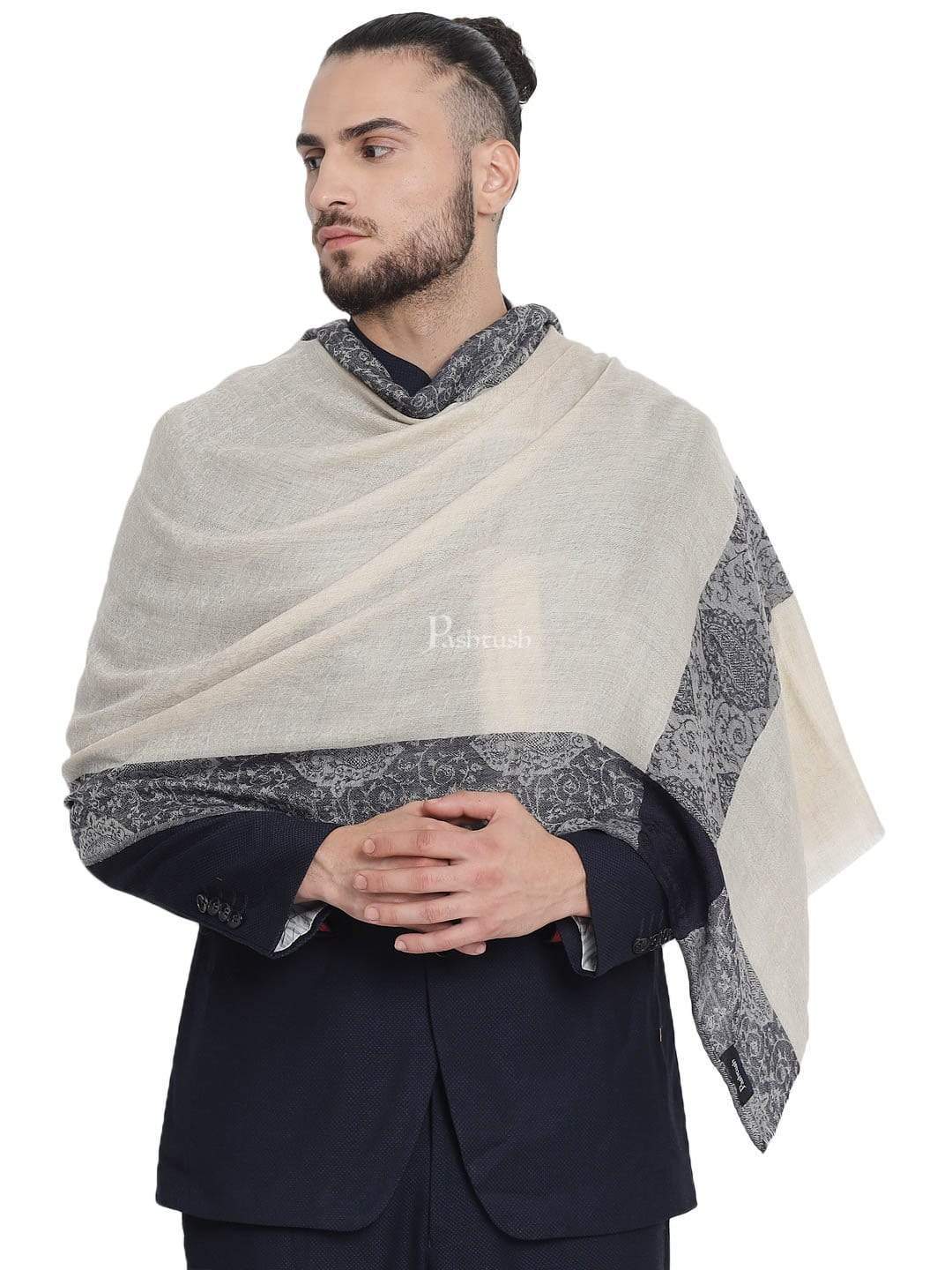 Pashtush India 70x200 Pashtush Mens Reversible Stole, with Paiseley weave