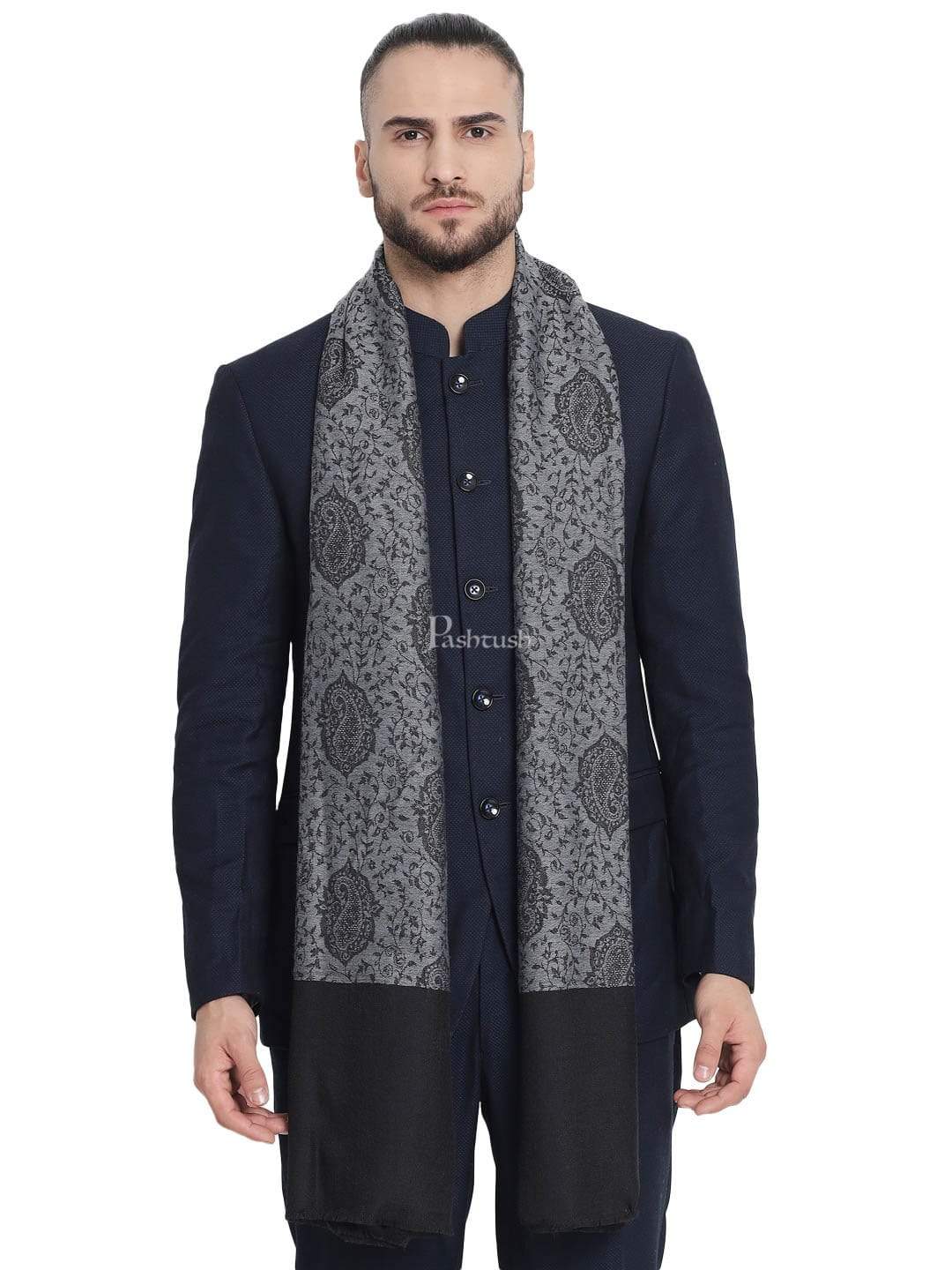 Pashtush India 70x200 Pashtush Mens Reversible Stole, with Paiseley weave