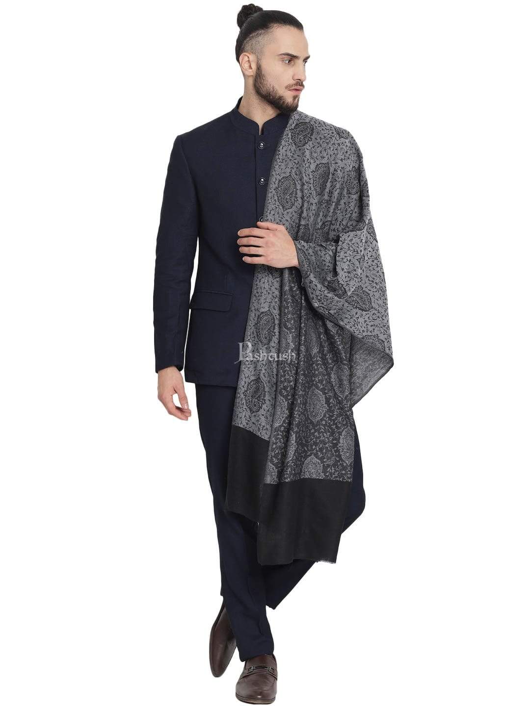Pashtush India 70x200 Pashtush Mens Reversible Stole, with Paiseley weave