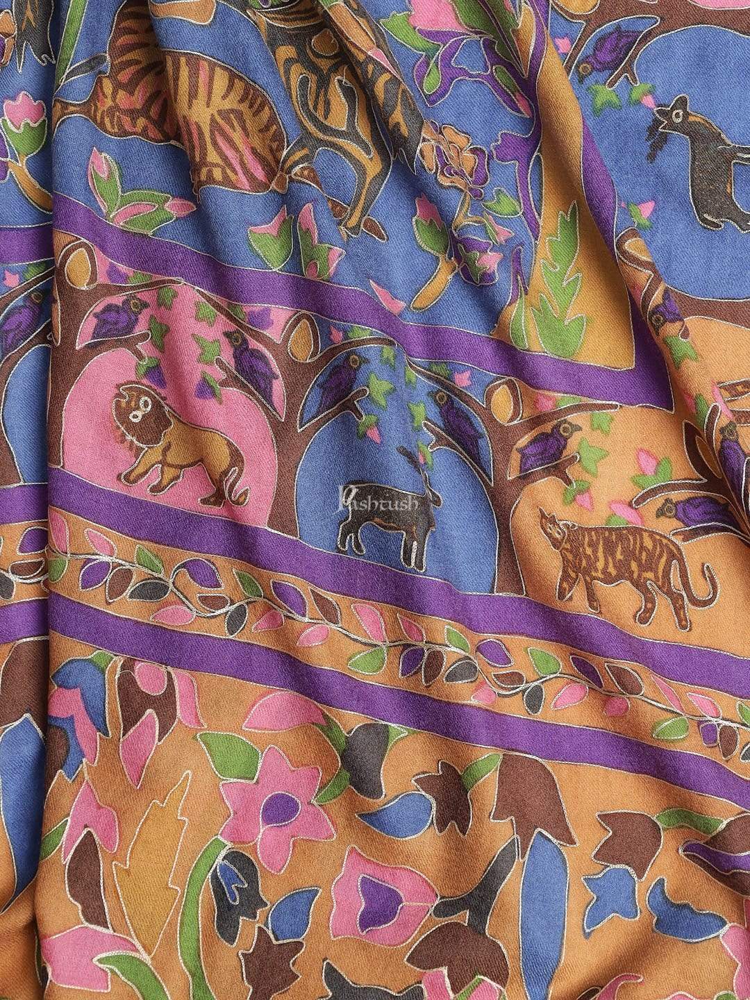 Pashtush India 114x228 Pashtush Mens Shikaar-Dar Hand Embroidered, Shawl In Fine Wool