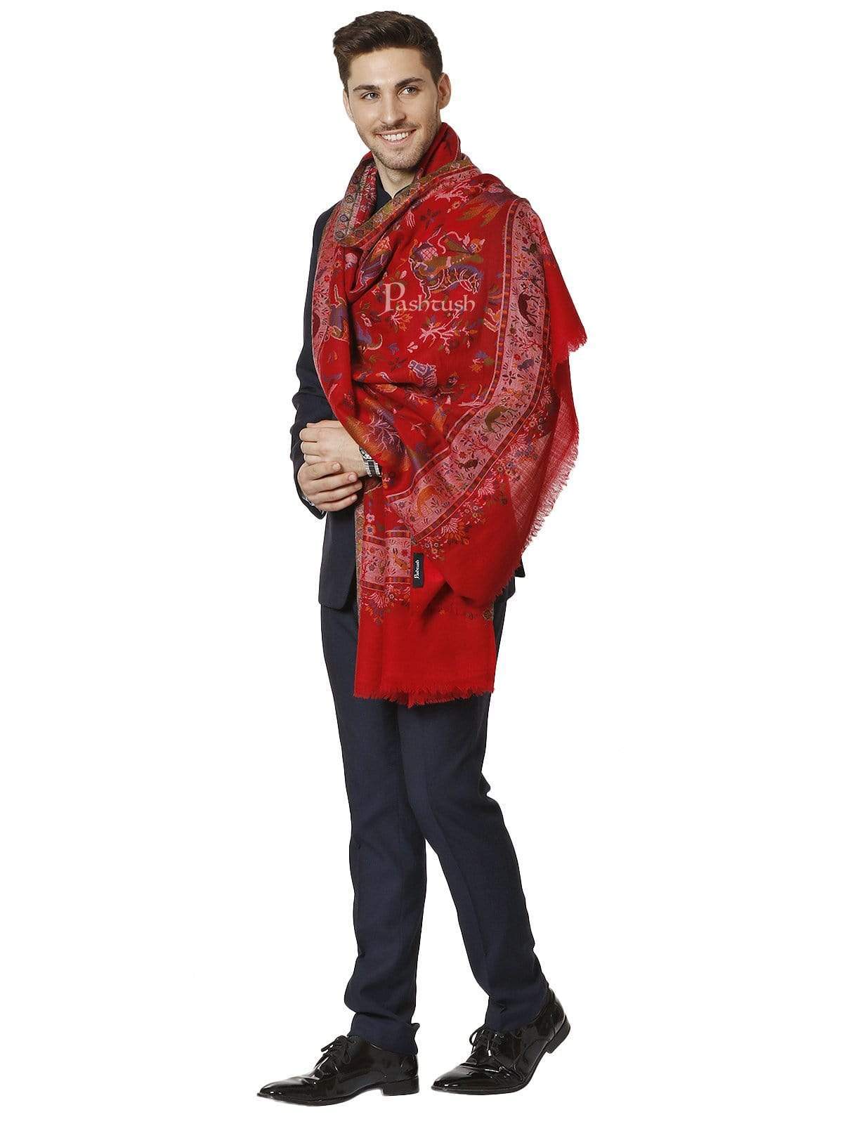 Pashtush India 100x200 Pashtush Mens Shikaardar Stole, Pure Wool, With Woolmark Certificate