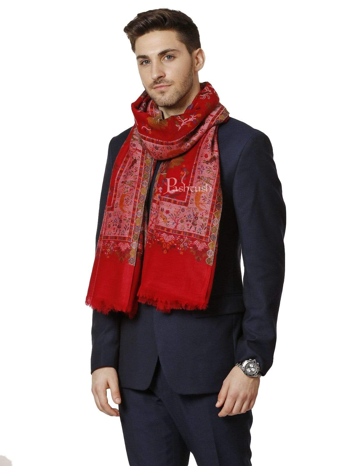 Pashtush India 100x200 Pashtush Mens Shikaardar Stole, Pure Wool, With Woolmark Certificate
