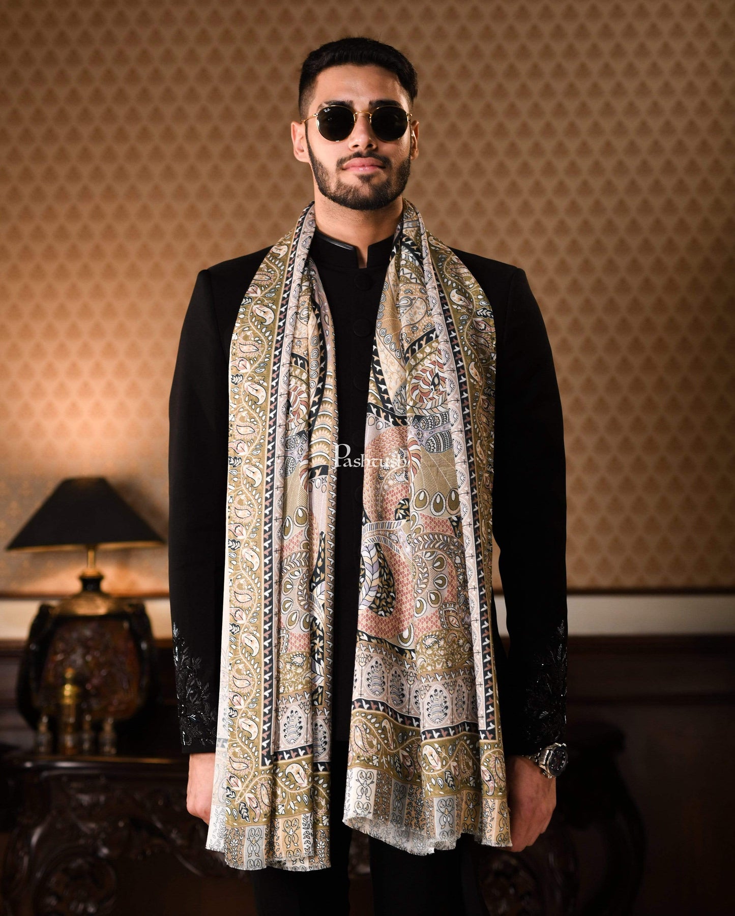 Pashtush India 70x200 Pashtush Mens Soft Bamboo Scarf, Stoles, Wraps (soft Bamboo) - Paisley Garden