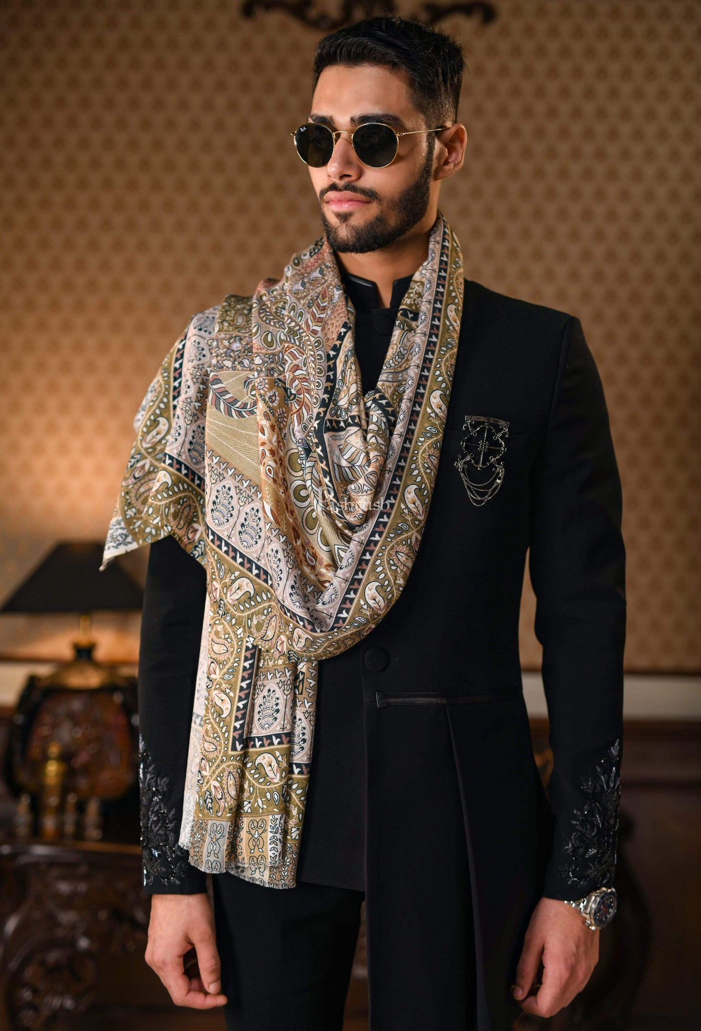 Pashtush India 70x200 Pashtush Mens Soft Bamboo Scarf, Stoles, Wraps (soft Bamboo) - Paisley Garden