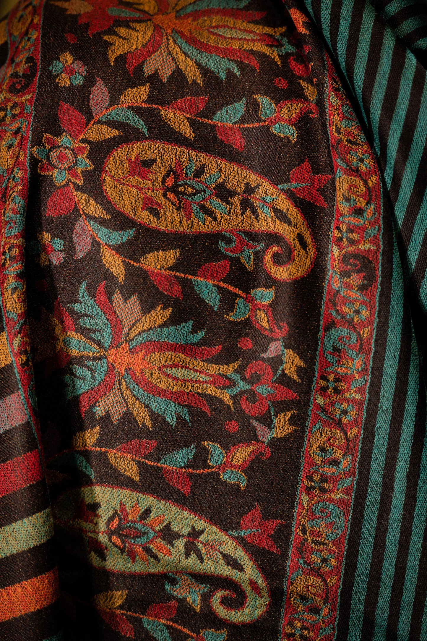 Pashtush India Mens Shawls Gents Shawl Pashtush Mens Soft Wool Cashmere Blended Stole With Ethnic Weave Palla, Multicolour