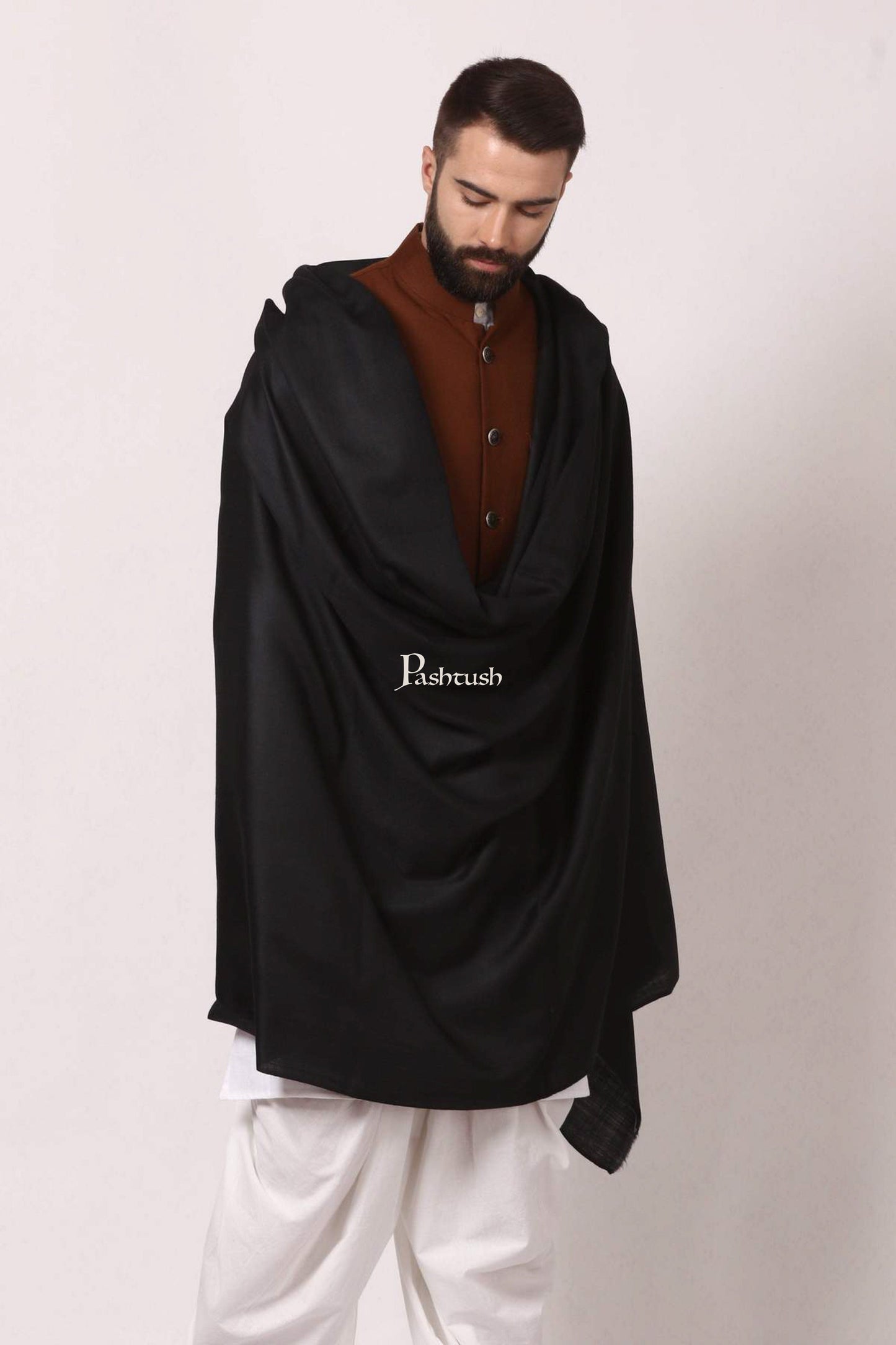 Pashtush India Mens Shawls Gents Shawl Pashtush Mens Soft Wool Shawl, Mens Lohi (Full Size), Pure Wool, Woolmark Certified