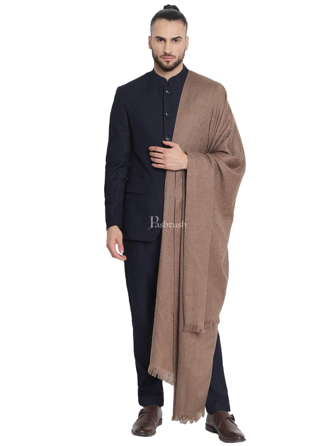 Pashtush India 100x200 Pashtush Mens Soft Wool Stole dark brown ( tooth )