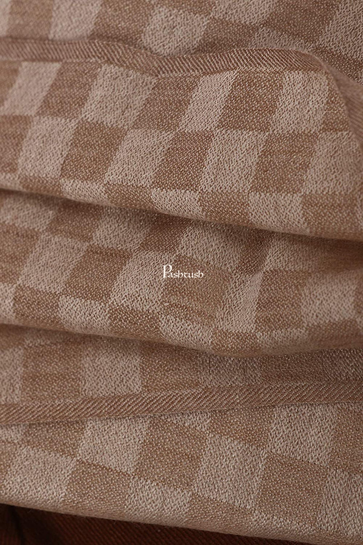 Pashtush India Mens Scarves Stoles and Mufflers Pashtush Mens Stole, Checkered Design, Extra-Soft Cashmere Feel, Taupe