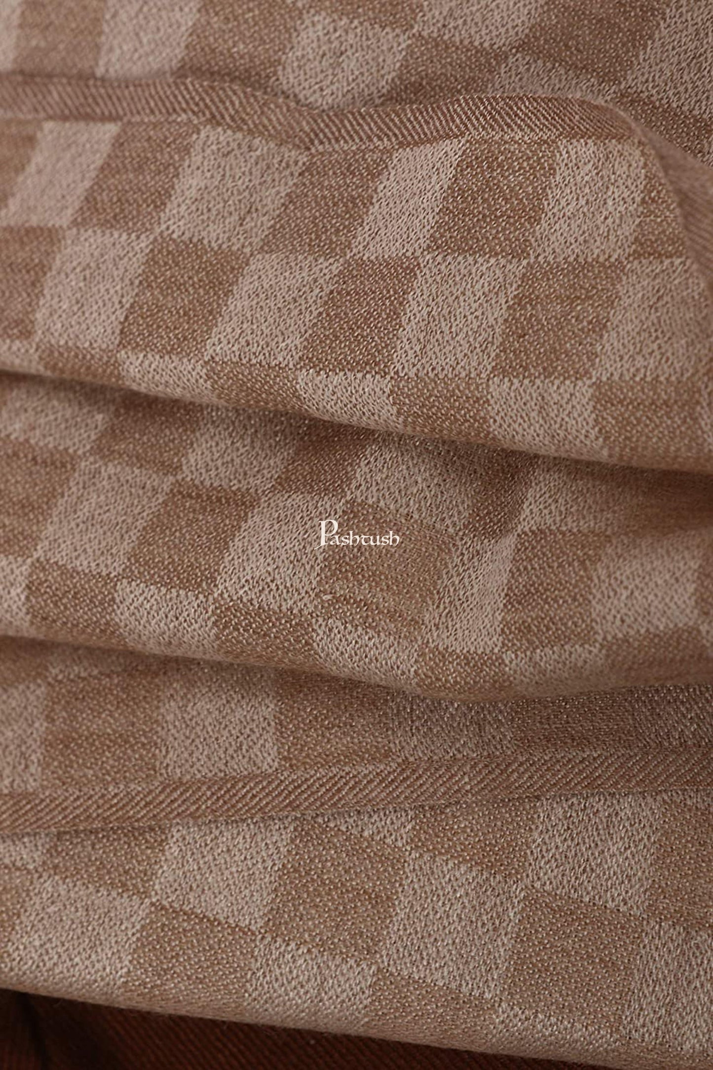 Pashtush India Mens Scarves Stoles and Mufflers Pashtush Mens Stole, Checkered Design, Extra-Soft Cashmere Feel, Taupe