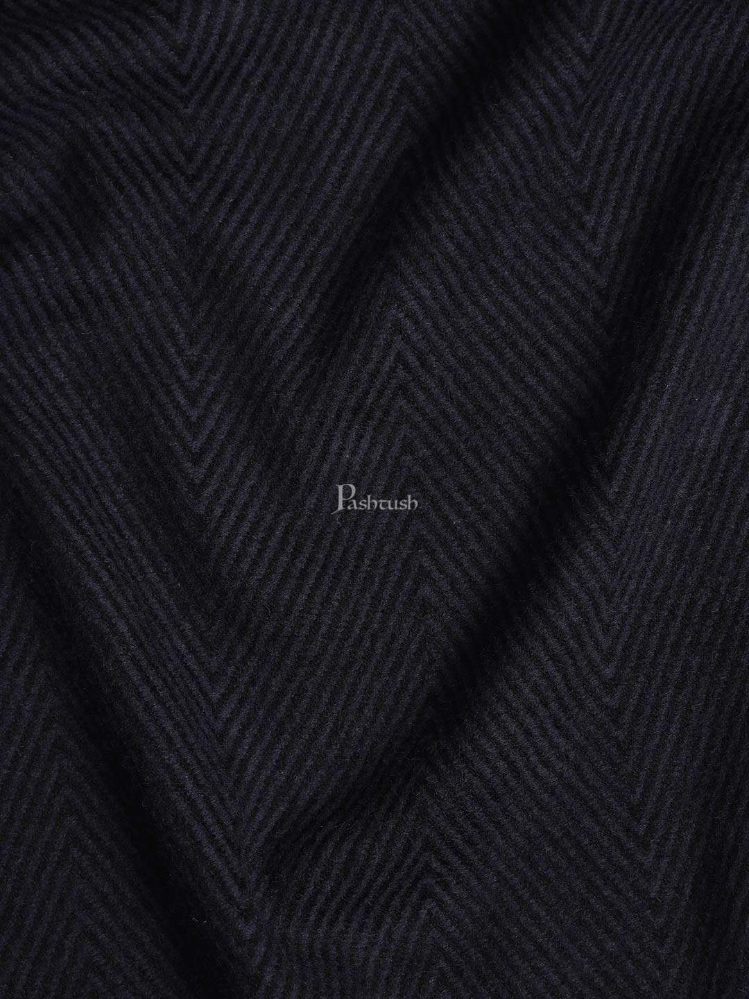 Pashtush India 100x200 Pashtush Mens Stole, Fine wool with paisley jacquard weave, Rich Black