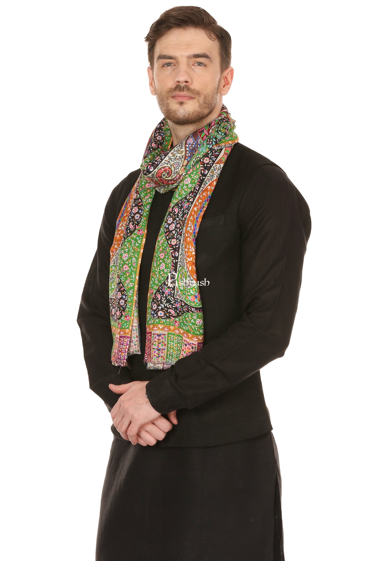 Pashtush India Mens Scarves Stoles and Mufflers Pashtush Mens Stole, Kalamkari Printed Ethnic Scarf