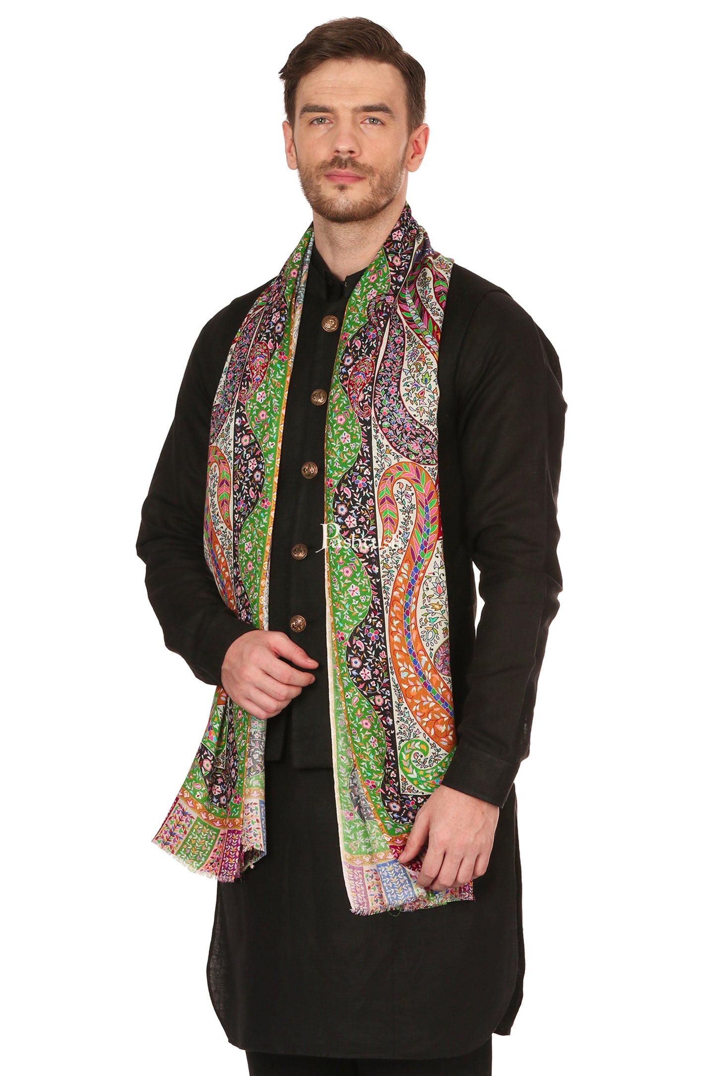 Pashtush India Mens Scarves Stoles and Mufflers Pashtush Mens Stole, Kalamkari Printed Ethnic Scarf