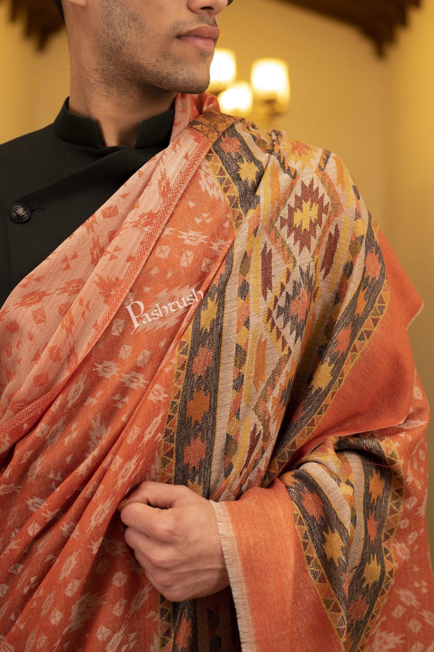 Pashtush Shawl Store Stole Pashtush Mens Stole Scarf, Extra Soft Wool Stole, Kullu Weave
