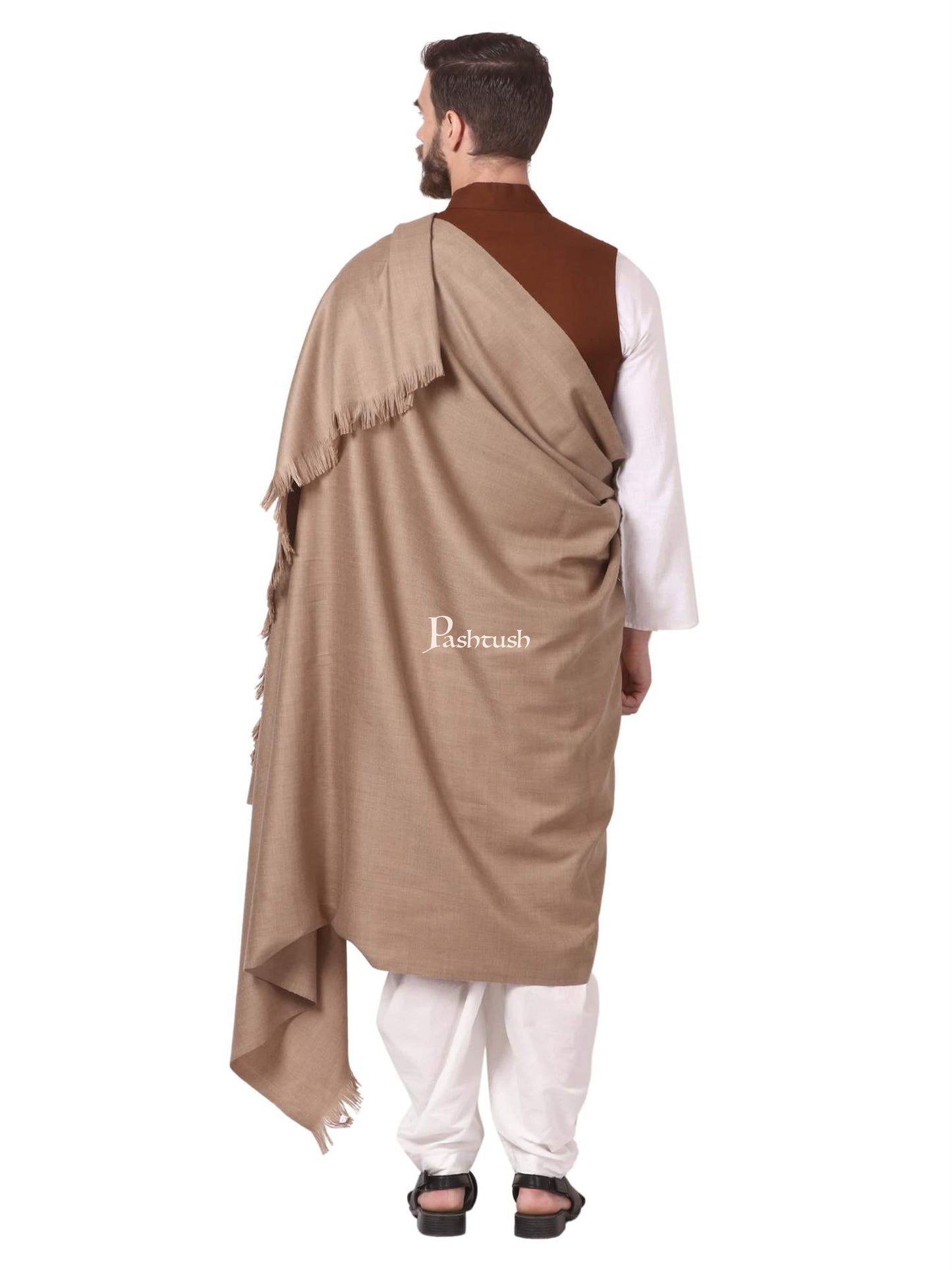 Pashtush India Mens Shawls Gents Shawl Pashtush Mens Thick Blended Wool Lohi, Mens Shawl With 50% Wool, Cedar