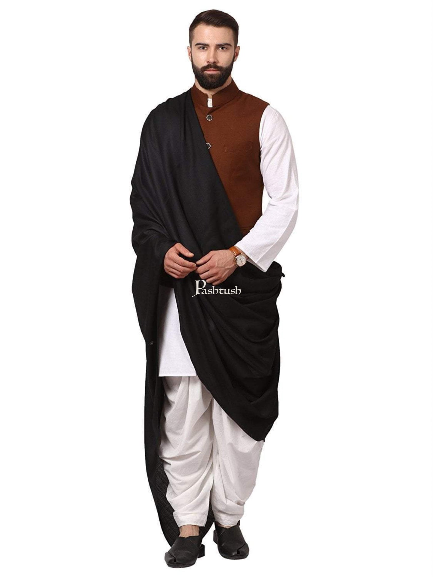 Pashtush India Mens Shawls Gents Shawl Pashtush Mens Thick Count Blended Wool Shawl, Mens Lohi (Full Size)
