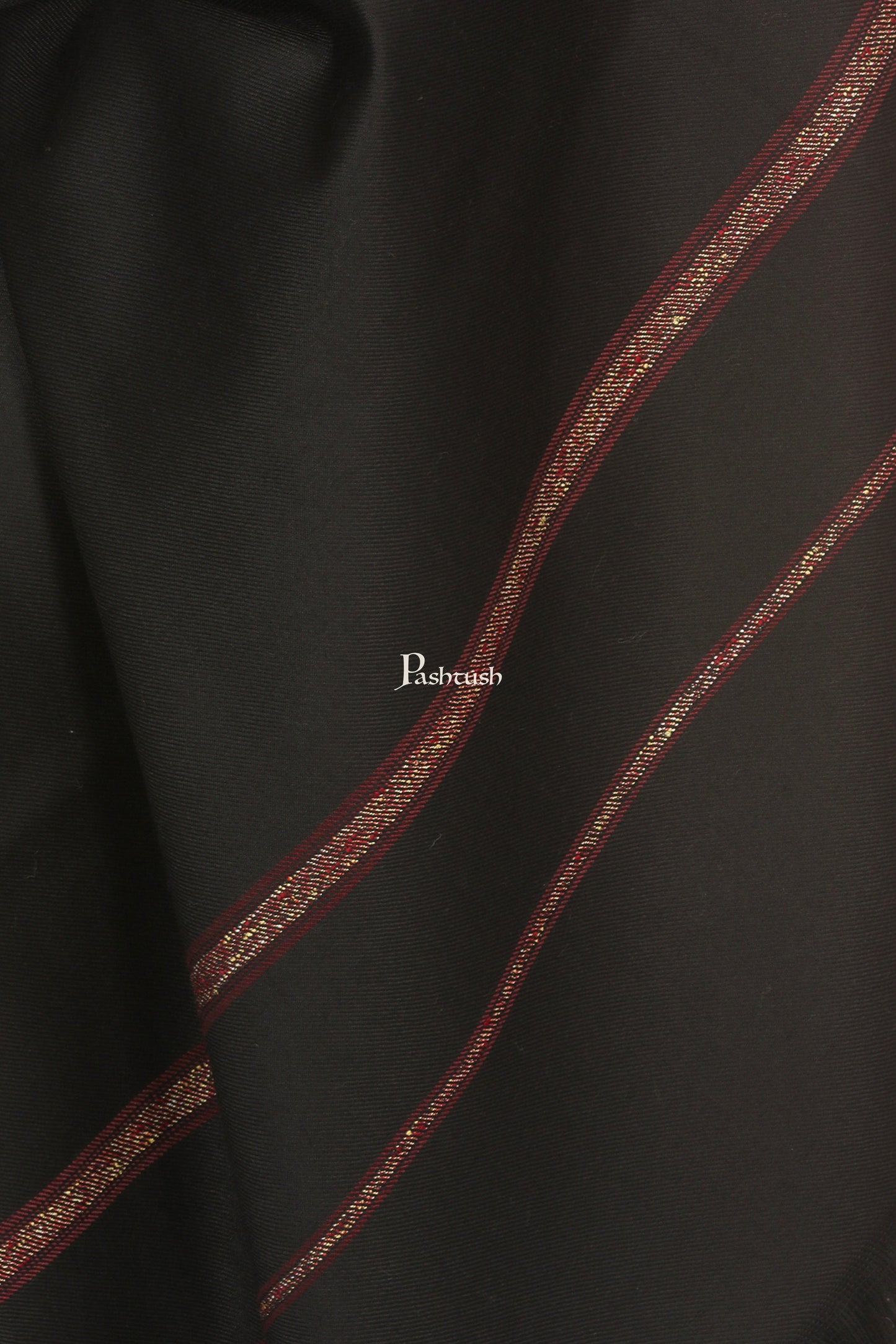 Pashtush India Mens Shawls Gents Shawl Pashtush Mens Thick Shawl Gents Lohi Woven Kinauri Design, Black