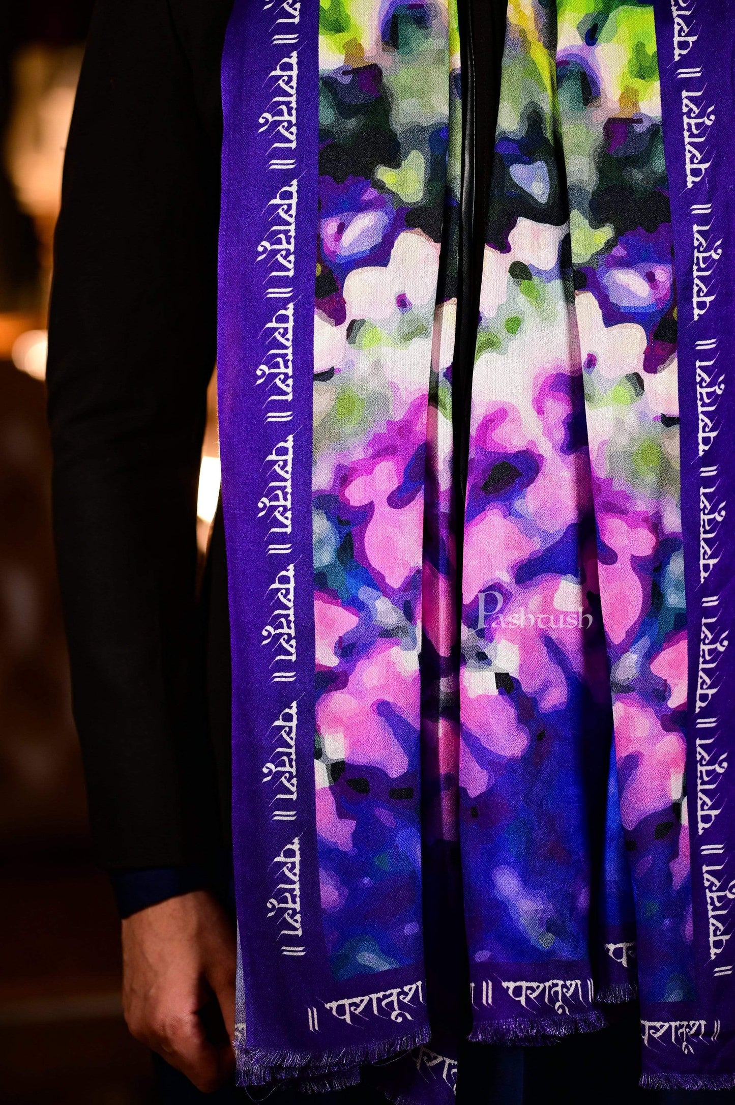 Pashtush India 70x200 Pashtush Mens Tie and Dye Extra Fine and soft Bamboo Stole Monogram