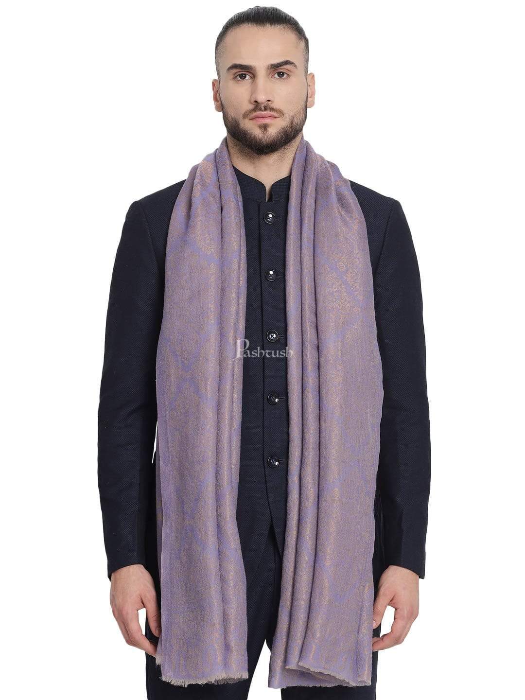 Pashtush India 70x200 Pashtush Mens Twilight Collection, Jacquard Stole, With Metallic Thread Weave, Fine Wool