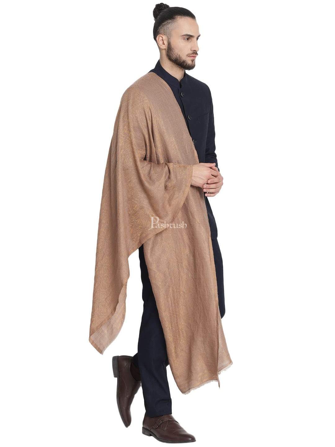 Pashtush India 70x200 Pashtush Mens Twilight Collection, Jacquard Stole, With Metallic Thread Weave, Fine Wool