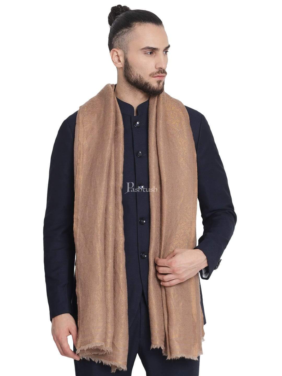 Pashtush India 70x200 Pashtush Mens Twilight Collection, Jacquard Stole, With Metallic Thread Weave, Fine Wool