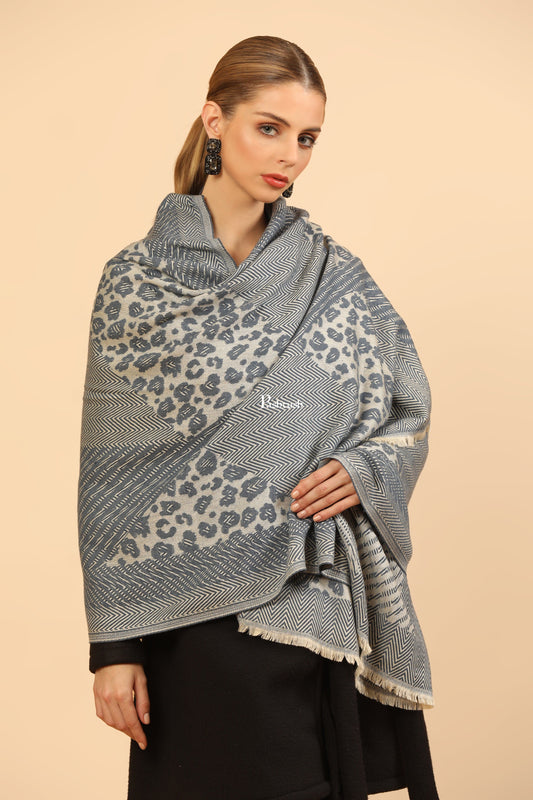 Pashtush India Womens Stoles Pashtush Mens Woollen Stole, Woven Soft And Warm Design, Denim Blue