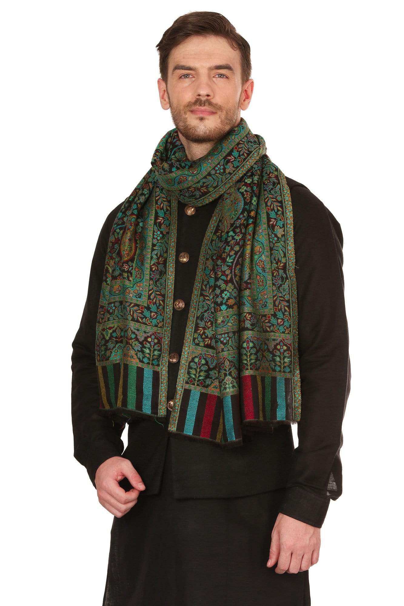 Pashtush India 70x200 Pashtush Mens Woven Ethnic Stole, Extra Soft Bamboo Fibre