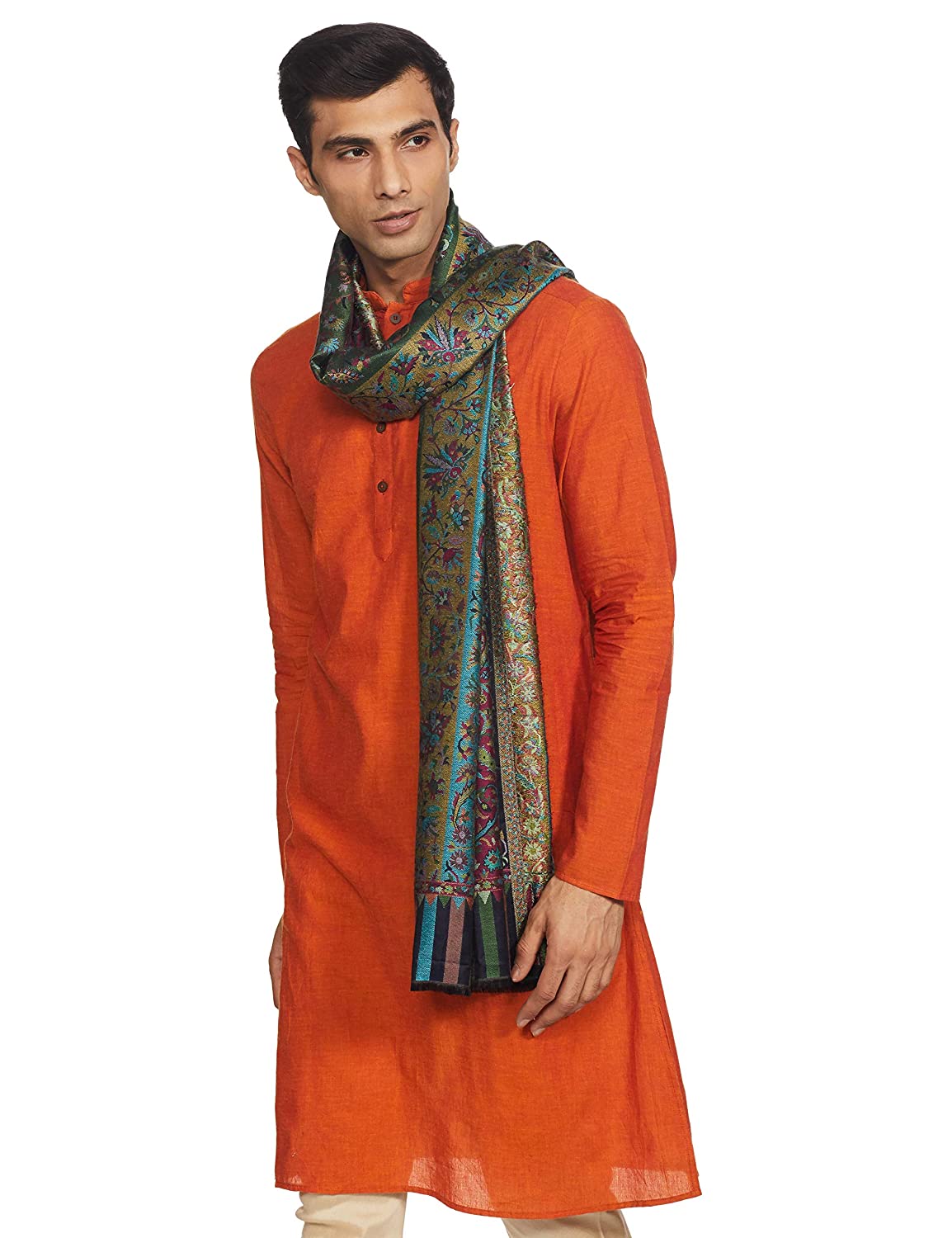 Pashtush India 70x200 Pashtush Mens Woven Ethnic Stole, Extra Soft Bamboo Fibre