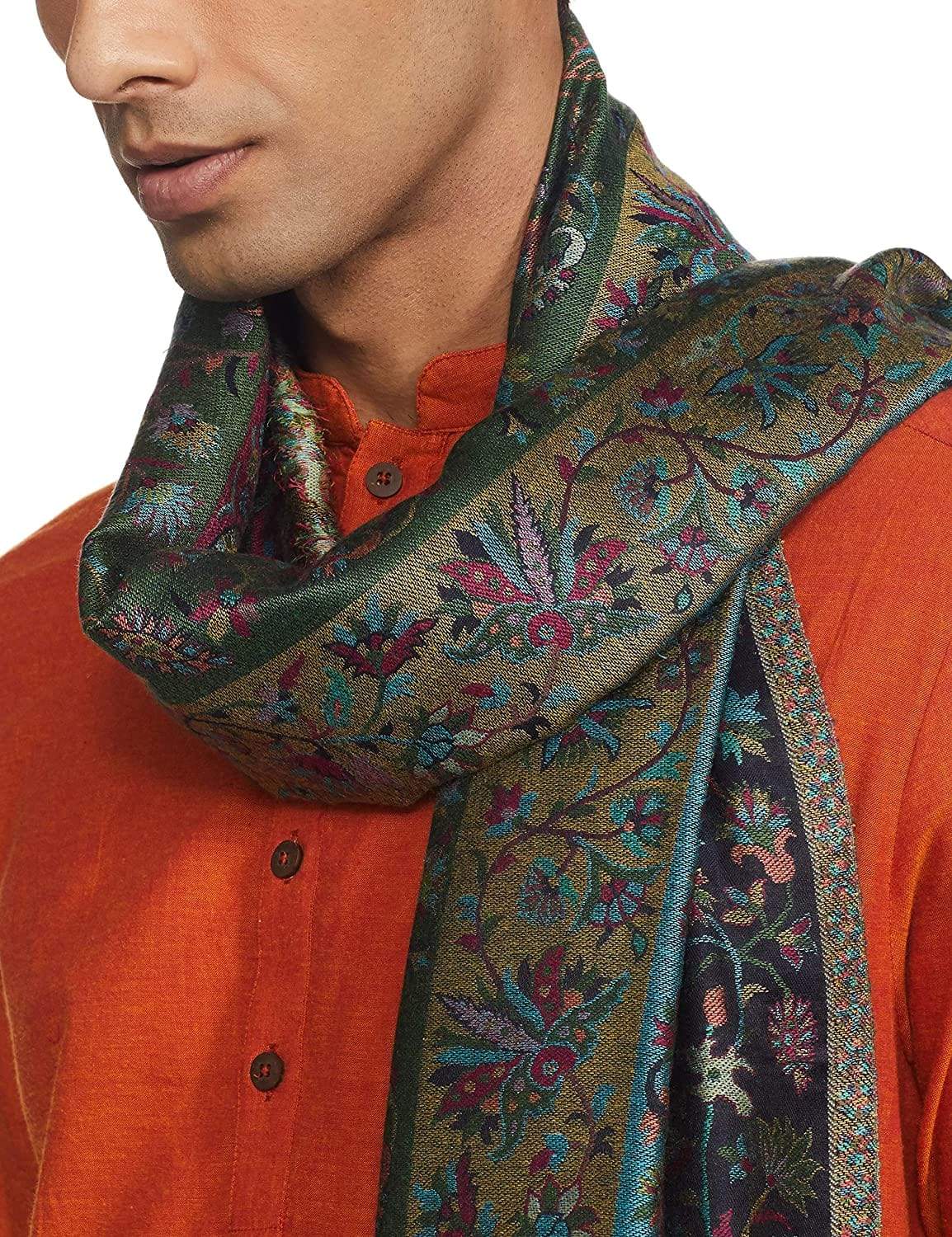 Pashtush India 70x200 Pashtush Mens Woven Ethnic Stole, Extra Soft Bamboo Fibre