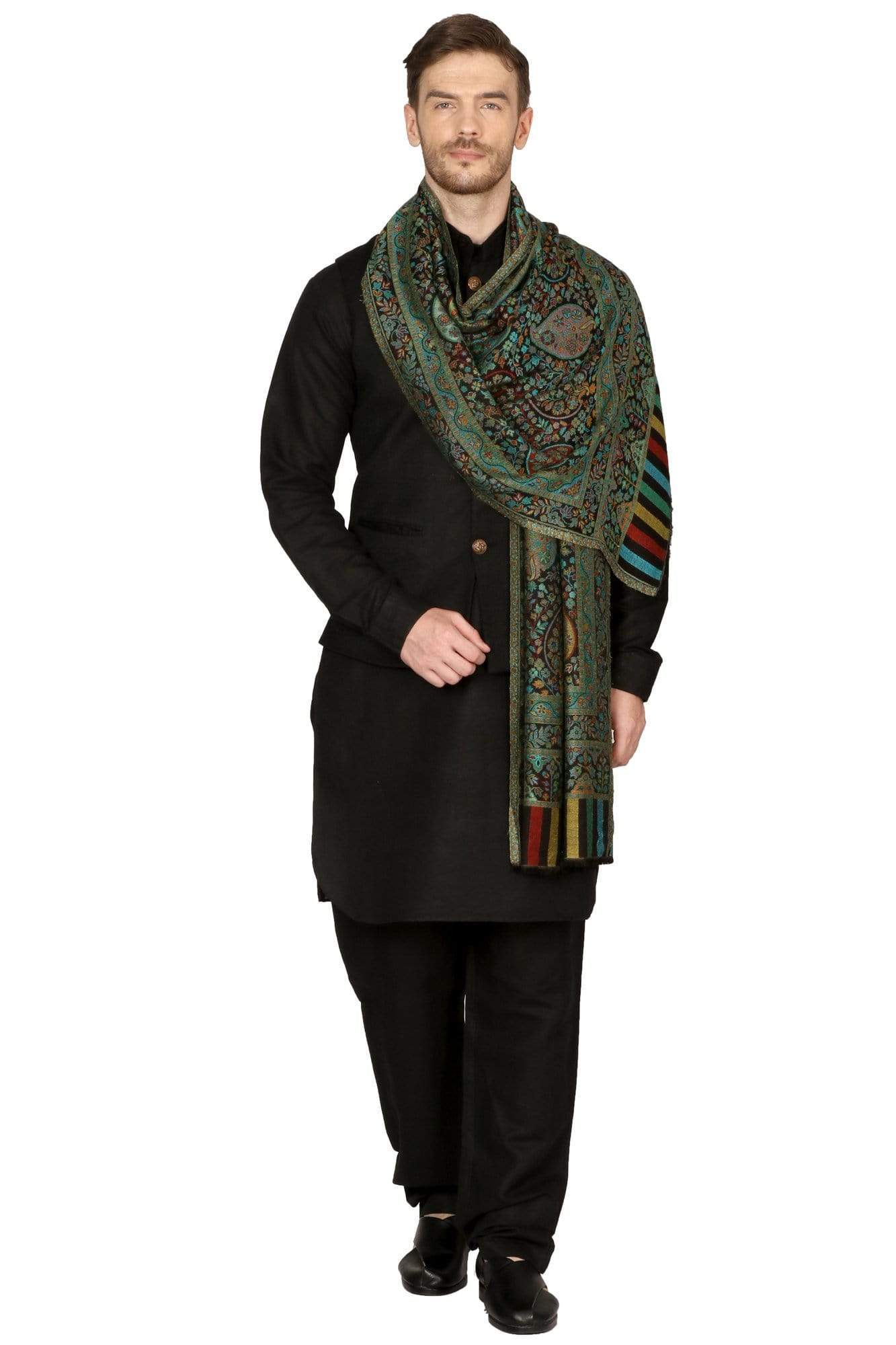 Pashtush India 70x200 Pashtush Mens Woven Ethnic Stole, Extra Soft Bamboo Fibre