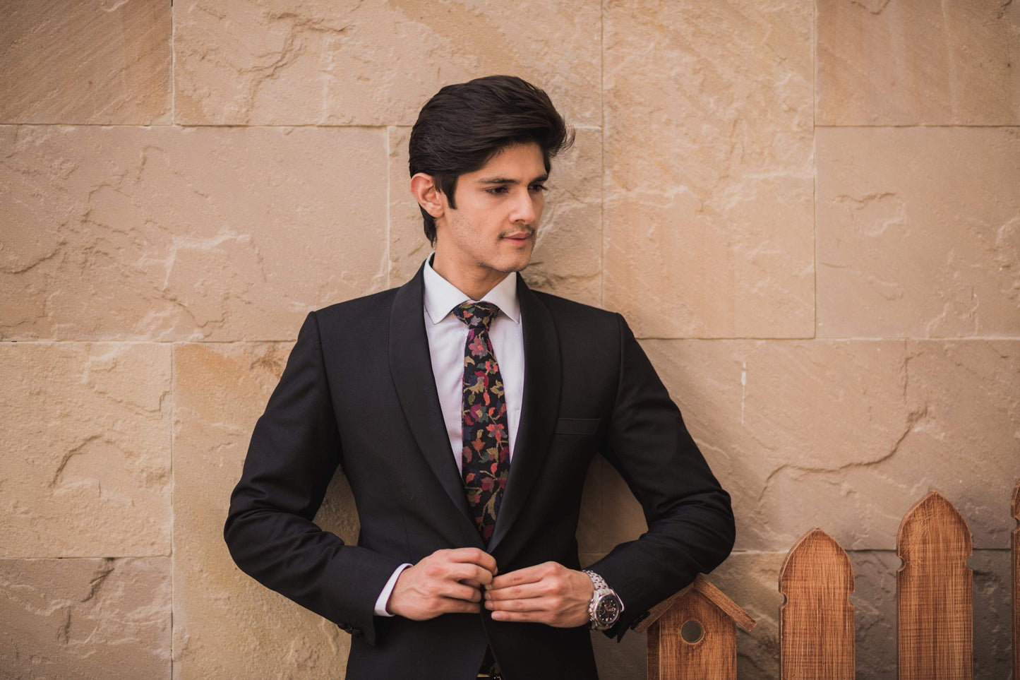 Pashtush India Tie Pashtush Mens Woven Jacquard Necktie, Tie for men, Bright Colours, Free Size, Black