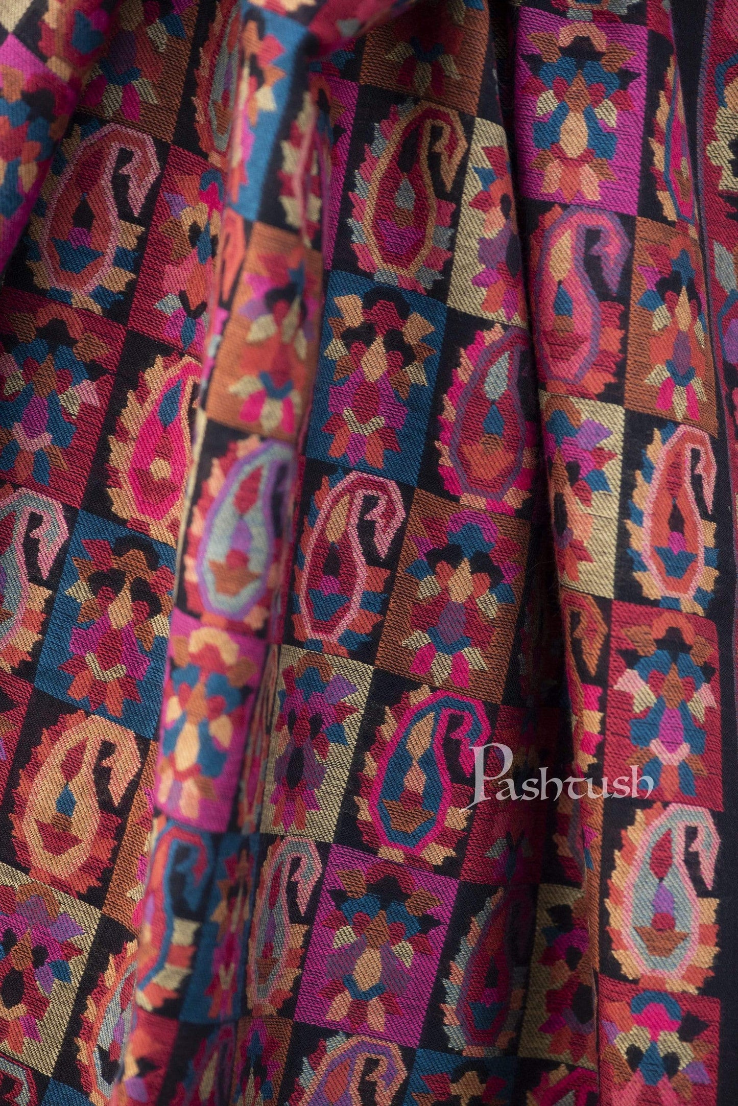 Pashtush India 127x254 Pashtush Mens Woven Kaani Shawl, Mens Lohi , Full Size, Fine Soft Wool