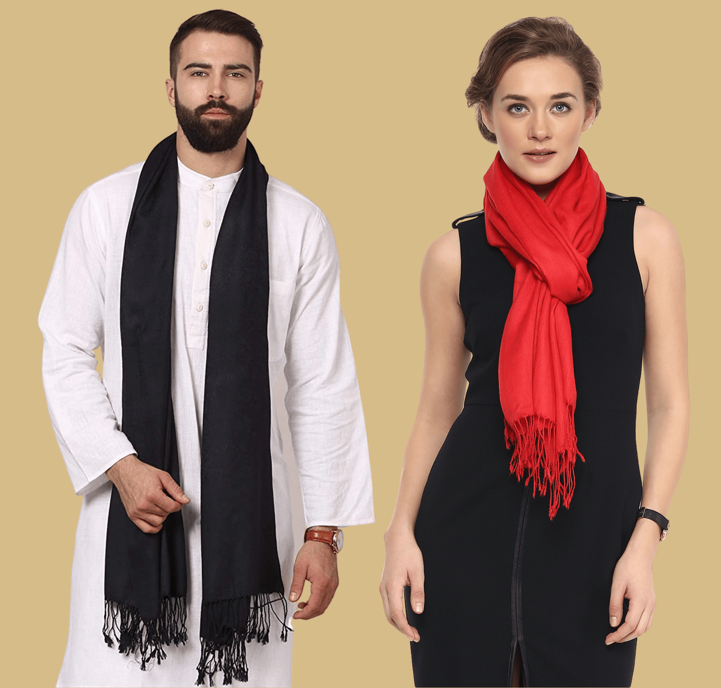Pashtush India Gift Pack Pashtush Premium Couples Set Of Stoles With Multi-coloured Premium Box