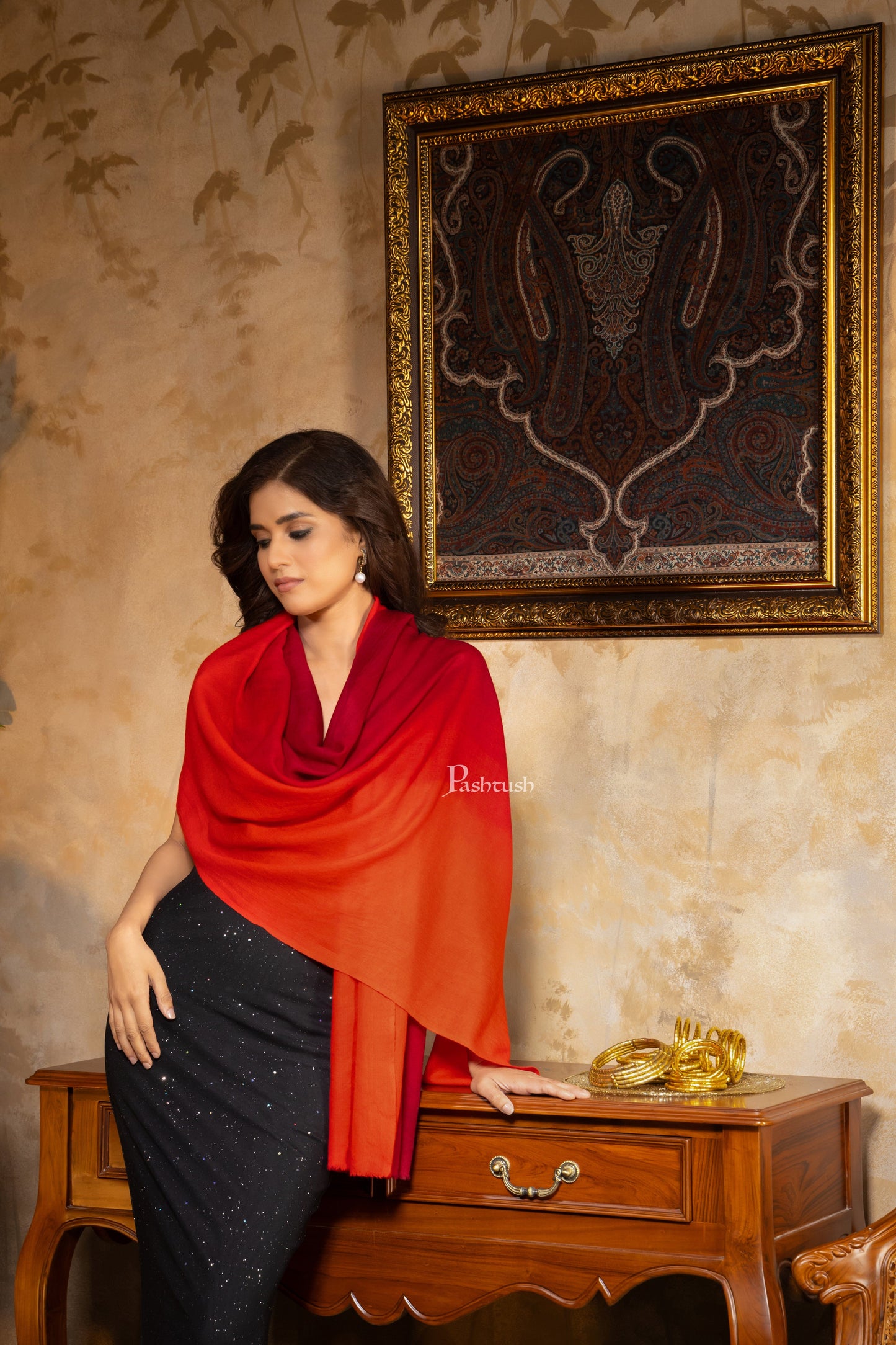 Pashtush India Womens Stoles and Scarves Scarf Pashtush Pure Cashmere Ombre Stole, Premium Extra Soft and Warm