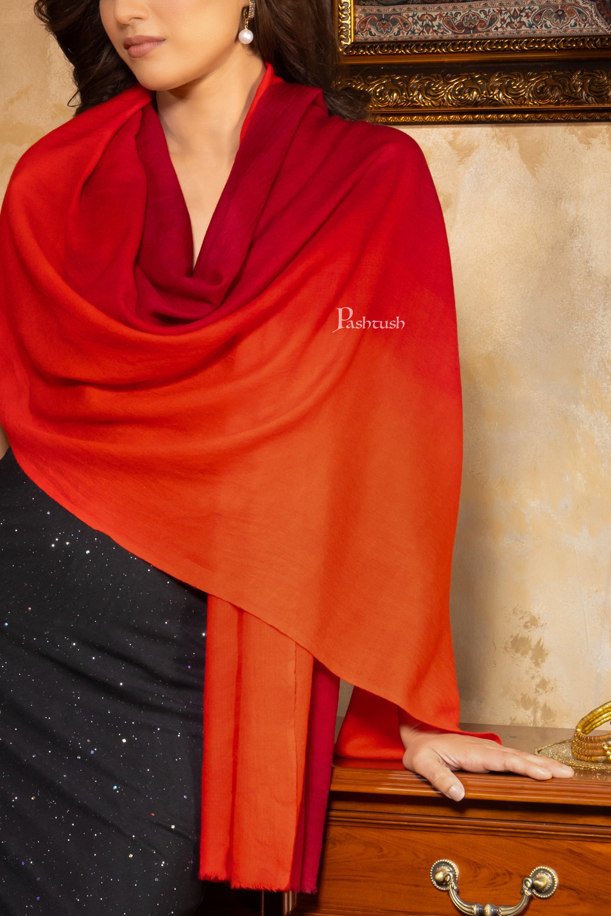 Pashtush India Womens Stoles and Scarves Scarf Pashtush Pure Cashmere Ombre Stole, Premium Extra Soft and Warm
