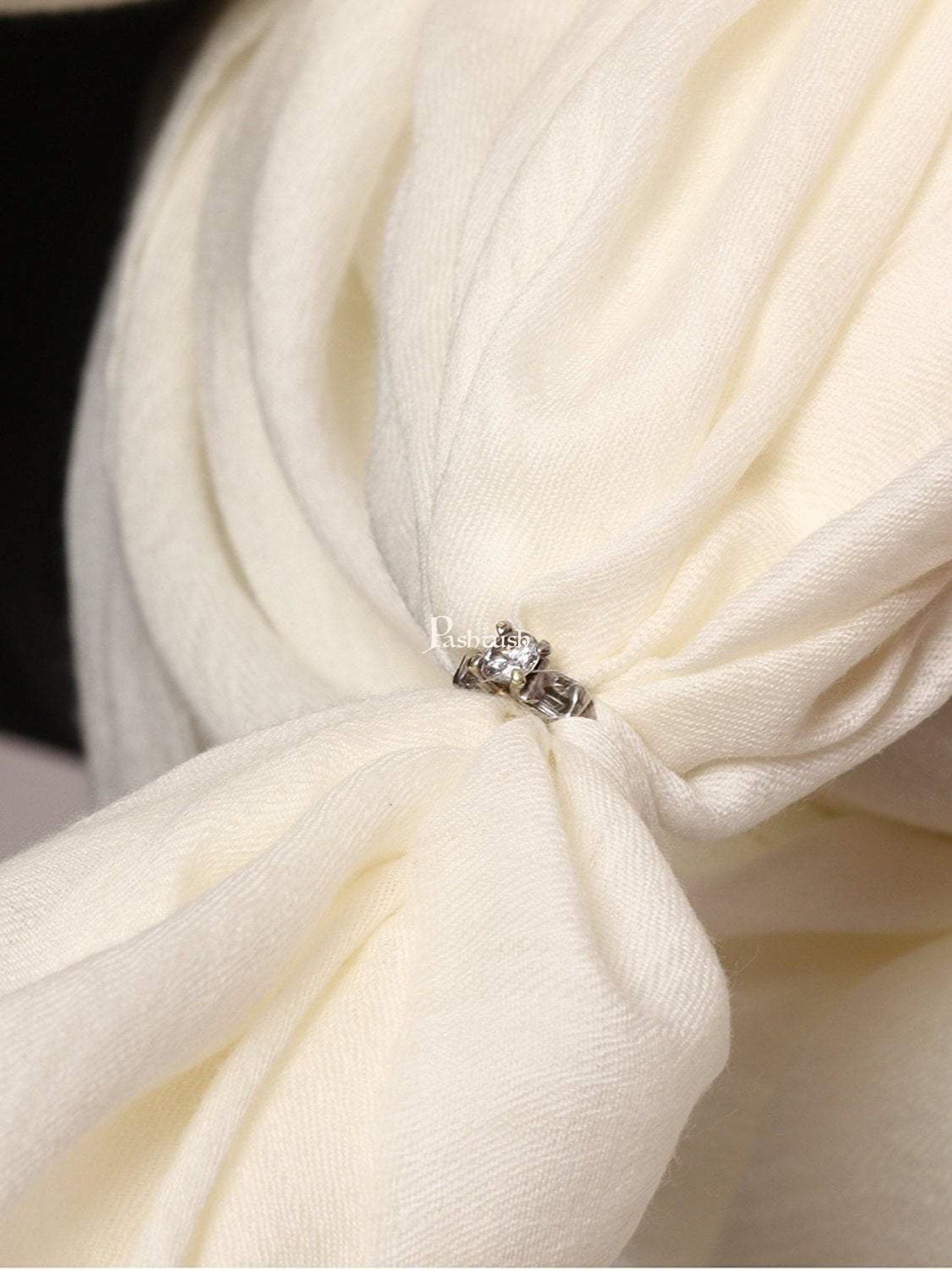 Pashtush India Mens Shawls Gents Shawl Pashtush Ring Mens 100% Pure wool Shawl, Full Size - Ivory