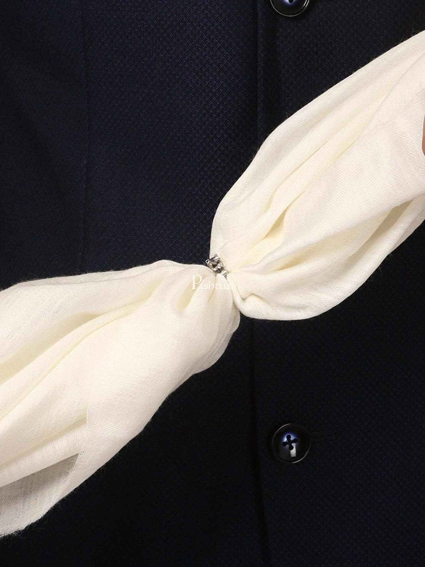 Pashtush India Mens Shawls Gents Shawl Pashtush Ring Mens 100% Pure wool Shawl, Full Size - Ivory