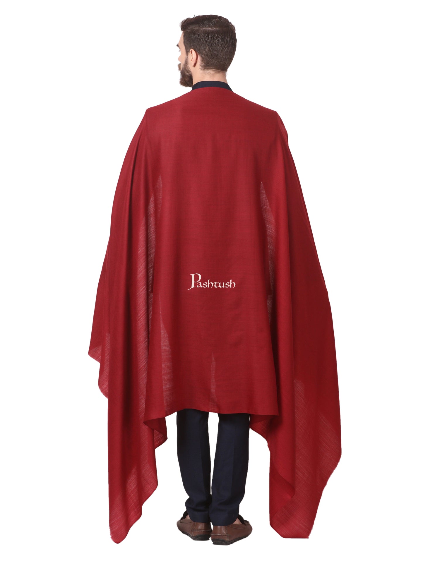 Pashtush India Mens Shawls Gents Shawl Pashtush Royal And Classy Fine Wool Mens Shawl (Maroon)